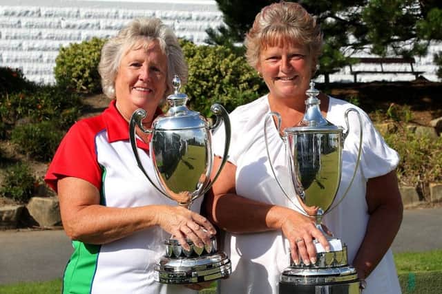 Ladies' singles winner Roma Dalby (left) and runner-up Sue Norman. Picture courtesy Bob Bogie