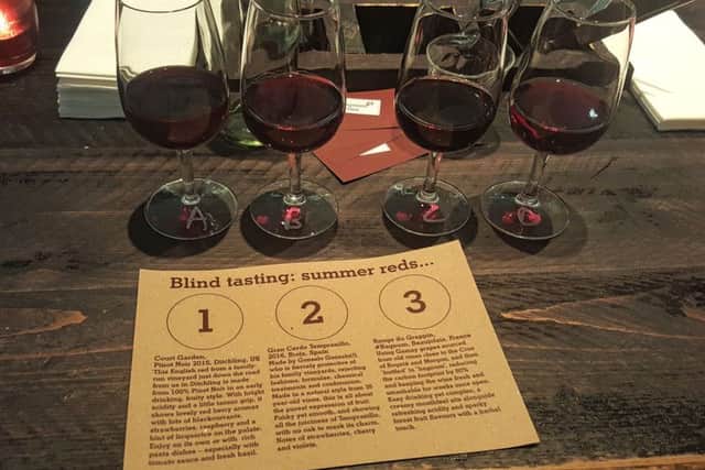 Blind tasting on the test run of the Brighton Wine Tour