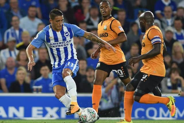 Albion winger Anthony Knockaert on the ball against Barnet. Picture by Phil Westlake (PW Sporting Photography)