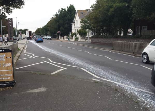 The lorry trailed paint over more than a mile of road between Worthing and Lancing