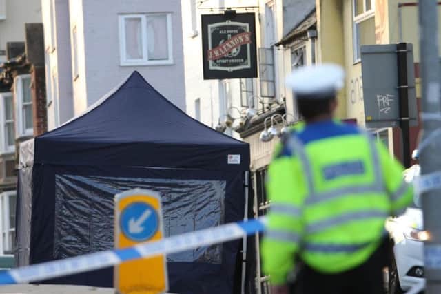 Police at the scene of the fatal incident (Photograph: Eddie Mitchell)