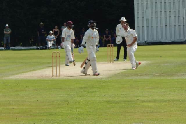 Fynn Hudson-Prentice celebrates a wicket