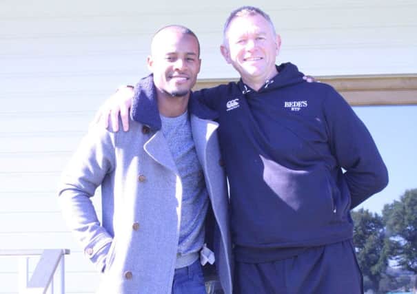 Shai Hope pictured with Bedes director of cricket Alan Wells