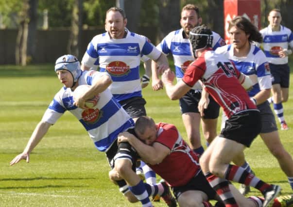 Chris Stern in possession during H&B's final league fixture of last season, away to HSBC. Picture courtesy Nigel Baker