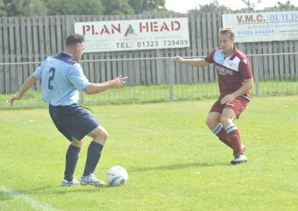 Action from Little Common's last home game, against Hailsham Town, on Bank Holiday Monday. Picture by Simon Newstead