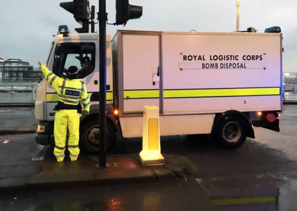 The bomb disposal unit has arrived at the Grand Hotel, in Brighton. Picture: Eddie Mitchell