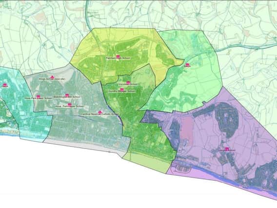 The proposed catchment area for Brighton and Hove secondary schools from 2019