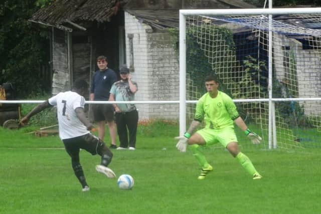Georges Gouet bears down on the Midhurst goal. Picture courtesy Mark Killy