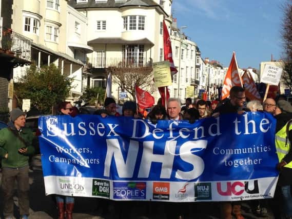 John McDonnell at a previous march with Sussex Defend the NHS
