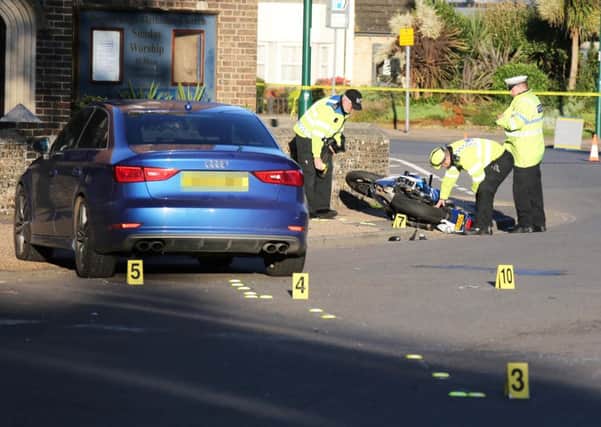 Police at the scene of the crash on High Street, Bognor Regis, Sept 12. Pic: Eddie Mitchell