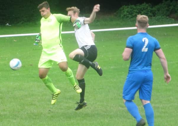 Bexhill United on the attack during their 4-2 win away to Midhurst & Easebourne on Saturday. Picture courtesy Mark Killy