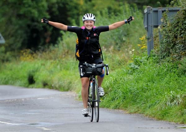 Charlotte Buchanan arrives in Mid Sussex after cycling from Barcelona Pic Steve Robards SR1721220 SUS-170409-170221001