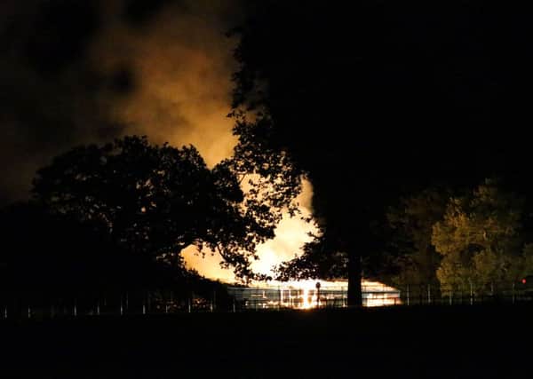 Six fire crews have spent the evening battling a blaze at a village farm after 1000 hay bales caught fire. Photo by Eddie Mitchell
