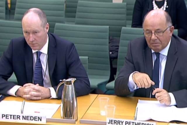 G4S bosses Peter Neden and Jerry Petherick giving evidence to the Home Affairs Committee