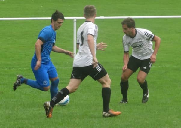 Action from Bexhill United's 4-2 win away to Midhurst & Easebourne last weekend. Picture courtesy Mark Killy
