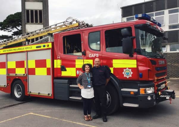 Francesca-Jo Sacco Jimpson co-ordinator of befriending scheme, with dad Joe Sacco, who works in West Sussex Fire and Rescue Services Tactical Response Unit, and has been an Independent Visitor for 18 months.