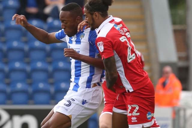 Colchester United v Crawley Town  football9/9/2017 Nicke Kabamba and Josh Lelan. Picture courtesy of Colchester Gazette. SUS-171109-191907002