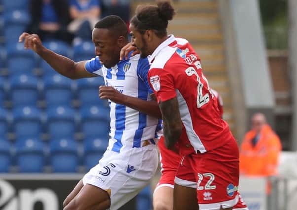 Colchester United v Crawley Town  football
9/9/2017 Nicke Kabamba and Josh Lelan. Picture courtesy of Colchester Gazette. SUS-171109-191907002