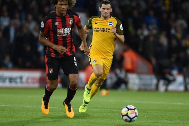 Nathan Ake turns away from Pascal Gross. Picture by Phil Westlake (PW Sporting Photography)