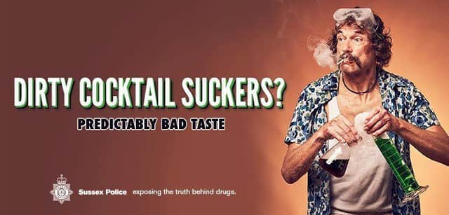 Part of Sussex Police's 'hard-hitting' new drugs campaign SUS-170918-155102001
