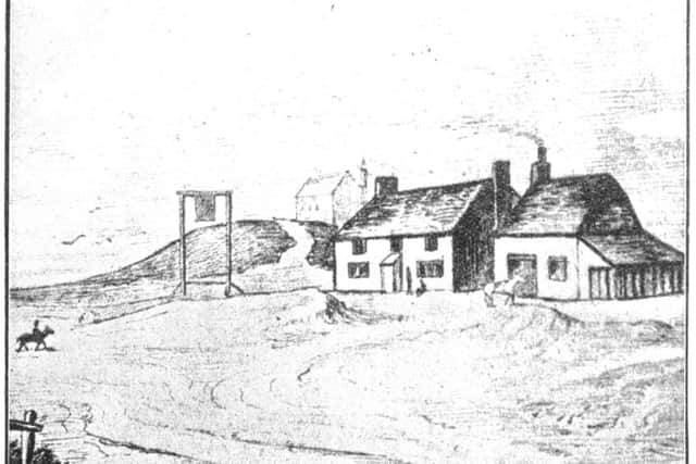 An image from the early 1800s showing The New England Bank. The site was later developed as West Marina Station. When the station was redeveloped evidence of the inn were found. SUS-170919-084917001
