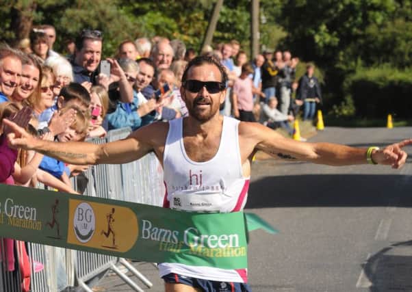 Barnes Green half marathon and 10k run. Barnes Green Village Hall, Muntham Drive. Neil Boniface winner of 10k SUS-160925-205500008