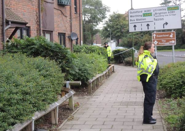 The scene in Horsham following the murder investigation