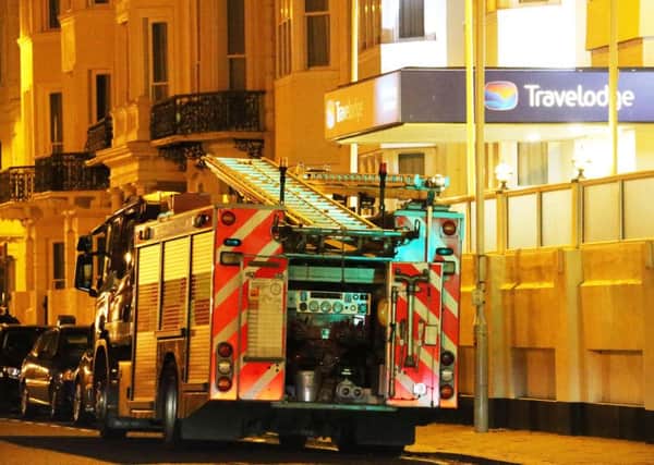 The fire service was called to the Travelodge in Worthing