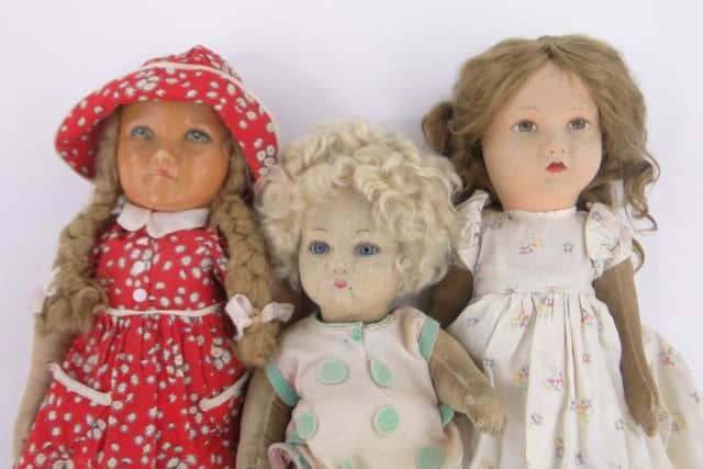 The three girl dolls that were up for sale. Picture courtesy of Burstow & Hewett