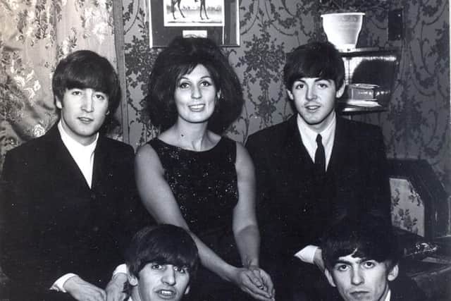 Alma Cogan with her close friends The Beatles