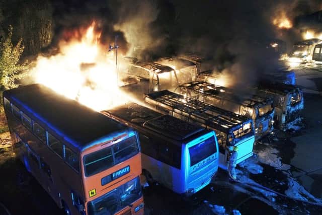 Nineteen coaches have been destroyed in the blaze