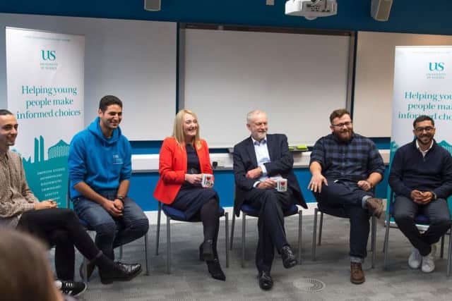 Corbyn meets students who are the first in their family to go to university