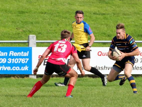 Jack Maslen bagged two tries in Raiders' last-gasp defeat at Redruth. Picture by Colin Coulson