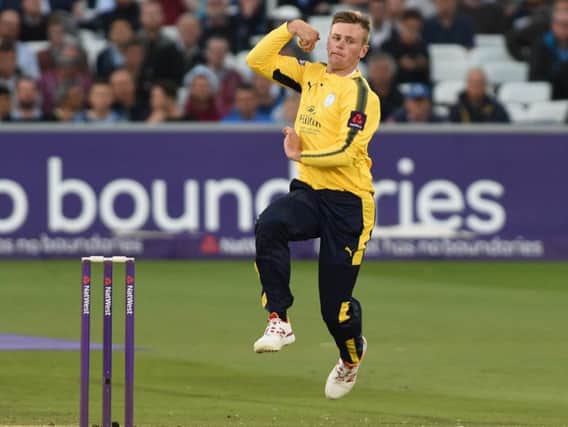 Mason Crane in action for Hampshire at Sussex earlier this year. Picture by Phil Westlake (PW Sporting Photography)
