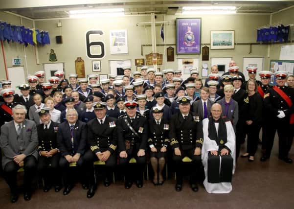 TS Hastings Sea Cadets Royal Naval Inspection by Commander Price RN, Southern Area officer. Photo by Roberts Photographic SUS-170925-072704001