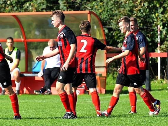Wick celebrate a goal during their emphatic win over AFC Varndeanians. Picture by Stephen Goodger