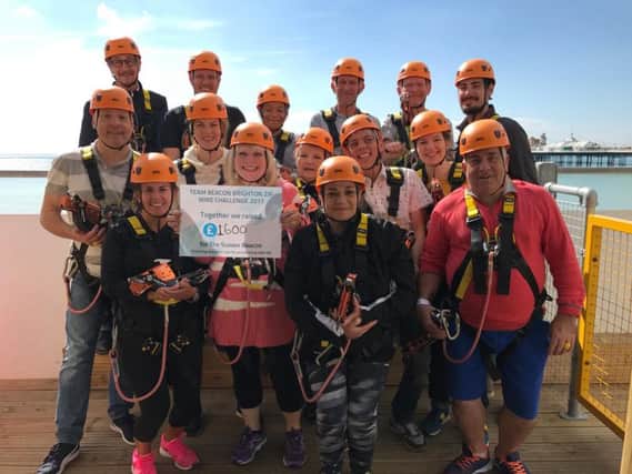 Staff and volunteers from The Sussex Beacon take on the Brighton Zip