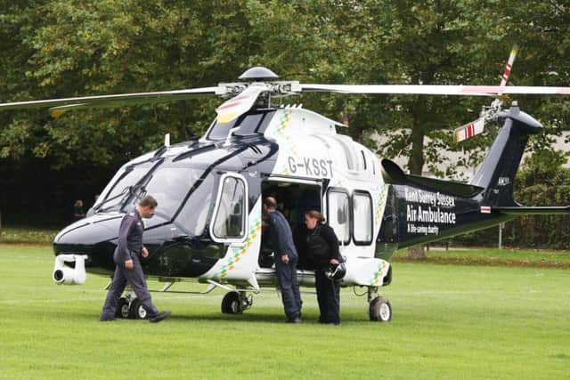 The air ambulance landed in Homefield Park, Worthing