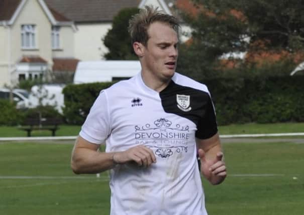 Drew Greenall scored probably Bexhill United's goal of the season during their 4-1 win away to AFC Varndeanians. Picture by Simon Newstead