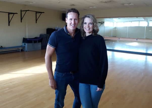 Brendan Cole and Charlotte Hawkins training yesterday. Picture Chichester College/Facebook