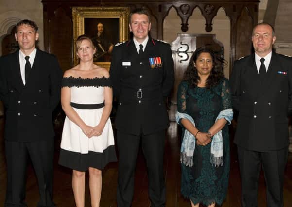 From left: Phil Castleton, Amy Colbourne, Chief Fire Officer Gavin Watts, Anoma Balage and Rich Coomber were among those honoured at the awards. Picture: WSFRS