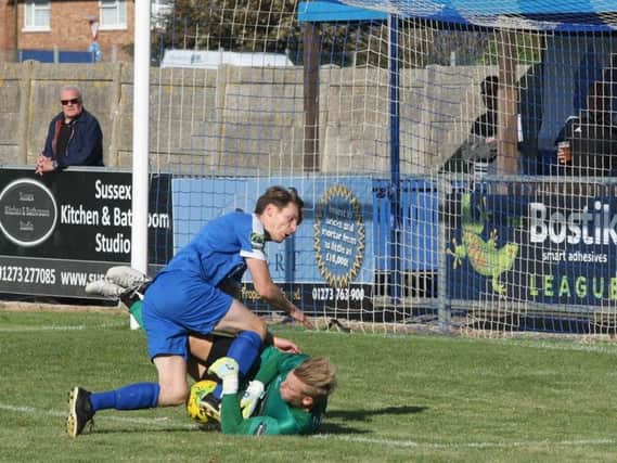 Evan Archibald won one of Shoreham's two penalties in the defeat to Horsham last night. Picture by Derek Martin DM1793395