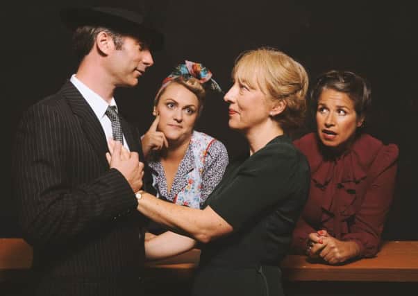 James Newton as Alex with Hazel Starns as Laura, watched by Kate McGann as Beryl and Elena Markham as Mrs Baggot in Wick Theatre Company's production of Brief Encounter. Picture: Miles Davies