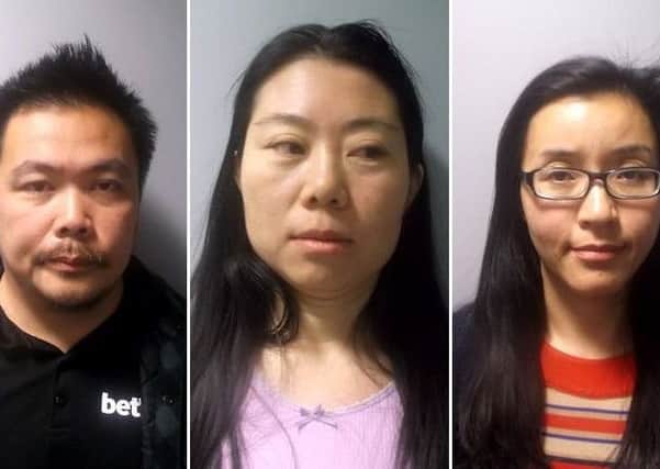 Hong Chin (left),  Li Wei Gao and Tingli Lu are awaiting sentence
