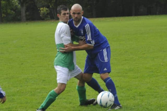 A midfield coming together in the Division Two match between St Leonards Social II and Icklesham Casuals.