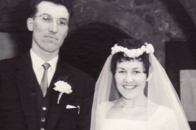 Peter and Angela Skinner on their wedding day, October 12, 1957