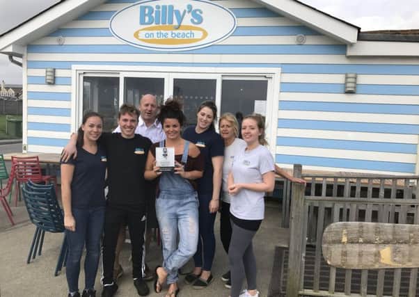 The Billy's On The Beach team with their award