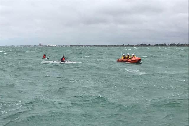 Selsey RNLI rescue kayakers