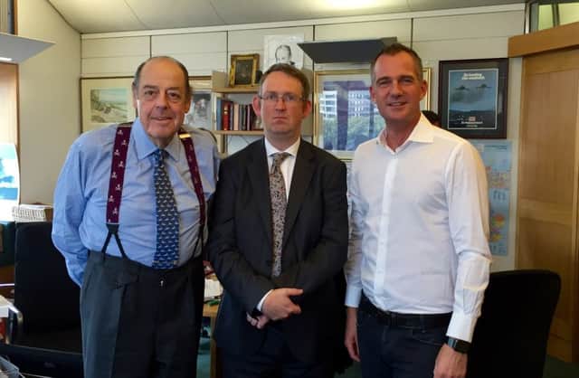 Mid Sussex MP Sir Nicholas Soames, rail minister Paul Maynard, and Hove MP Peter Kyle