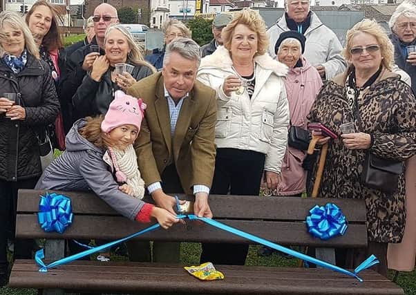 Tim at the unveiling of the new bench on Lancing Beach Green in memory of Wendy Grey